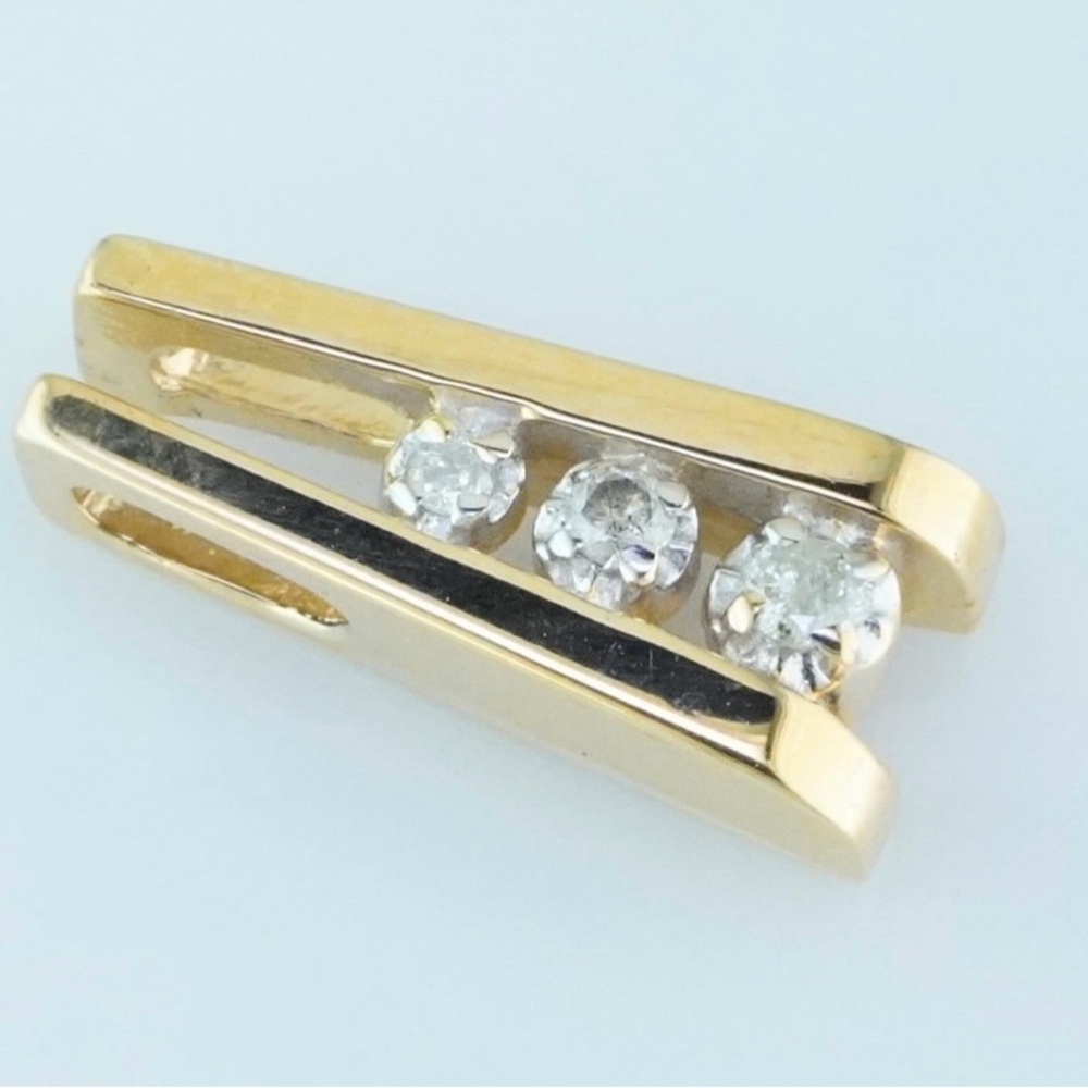 10k yellow gold natural diamond slide pendant